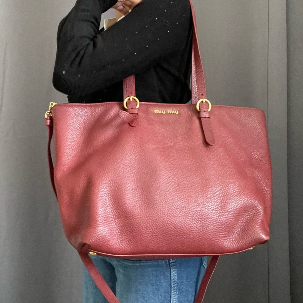 MIU MIU BAG VIT.DAINO RR1905 Leather Shoulder Bag,Tote Bag W Authentication Card